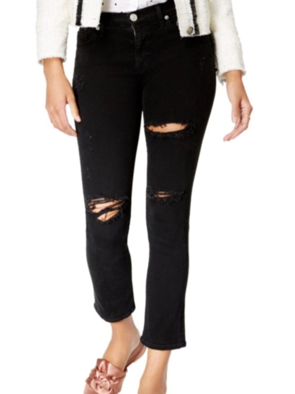 NWT HUDSON Zoeey High Rise Straight Ankle Jeans Black Stretch Denim $235 - Picture 2 of 10
